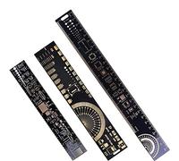 DAOKAI 3PCS PCB Regla 3 Tamaños 15/20/25cm 5.9/7.8/9.8in Regla de ingeniería multifuncional Resistor Capacitor Chip IC Herramienta de medición Regla de placa de circuito impreso