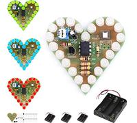 DAOKAI 4 piezas Kit de práctica de soldadura Kit de lámpara de respiración en forma de corazón DC 4V-6V Rojo Blanco Azul Verde Color LED Amor en forma de corazón Proyecto electrónico de bricolaje