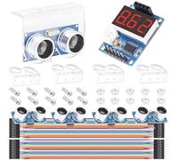 DAOKAI 5 pcs Sensor ultrasónico HC-SR04 Kit de módulo de distancia con 1 pcs Módulo de visualización de alcance con soporte de montaje Cable de conexión Tuerca