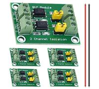 DAOKAI 5 piezas PC817 Módulo de aislamiento de optoacoplador de 2 canales 3.6-30V Controlador de convertidor de voltaje Tablero aislado fotoeléctrico para relé de control con cable 24AWG