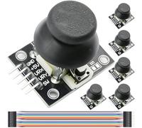 DAOKAI 6 piezas Mando de videojuegos PS2 de doble eje. Módulo de joystick XY para PS2. Placa de sensores con palanca de control KY-023, con cable de conexión para Arduino y para Raspberry Pi