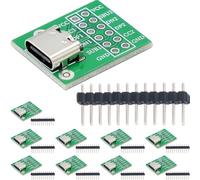 DAOKAI Adaptador USB tipo C a DIP, 10 piezas USB TYPE-C hembra a DIP-12P Módulo PCB 2,54 mm 12 pines Placa de prueba Placa adaptadora de corriente para bricolaje