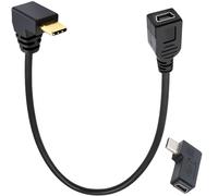 DAOKAI Cable mini USB a tipo C, adaptador USB 3.1 de 90 grados tipo C a mini de 5 pines, 25 cm, macho a hembra, compatible con MacBook y Google Pixel. Smartphone, cámara, GPS, etc.