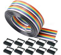 DAOKAI Cavo piatto Rainbow a 20 pin Cavi jumper IDC Cavo piatto da 3 m/9,84 ft 1,27 mm Cavo di collegamento con prese IDC FC-20P Connettore femmina per connettori da 2,54 mm 0,1"