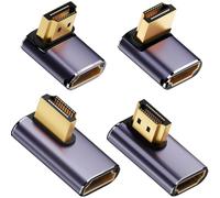 DAOKAI Conector HDMI en ángulo 8K 90 grados (arriba y abajo y derecha) HDMI 2.1 ángulo macho a hembra adaptador 48 Gbps soporte 8 K @ 60 Hz/4 K @ 120 Hz para HDTV, proyector, portátil