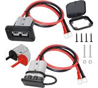 DAOKAI Conector Rápido de Batería 50A, Batería de 6 a 12 Gauge 10AWG Conector de Cable de Silicona 1m con Terminal Tipo O, Kit de Enchufe de Arnés de Cable para Cabrestante de Coche - 2 Paquetes