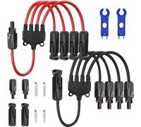DAOKAI Conectores solares,adaptador paralelo de derivación en Y,cable divisor de 1 a 4 M/FFFF y H/MMMM,kit de herramientas para conectores de cables,distribuidor de conectores fotovoltaicos(2 piezas)