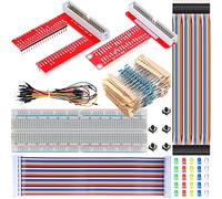 DAOKAI GPIO - Kit de placa de expansión para Raspberry Pi 3 4 3B+ 3B 2B B Zero w, placa adaptadora GPIO tipo T/U + placa de pruebas + cable de cinta arcoíris + resistencias