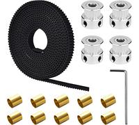 DAOKAI GT2 Longitud de la correa de distribución 2M,Correa de distribución de impresora 3D abierta 6 mm de ancho + 20 dientes Rueda de polea de correa de distribución GT2 + Manguito de cobre
