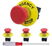 DAOKAI Interruptor de Paro de Emergencia 1NC 1NO Señal Rojo AC 660V 10A 22mm Rotación Reset Seta Pulsador Press Stop y Lock, para Paros de Emergencia Industriales(4PCS)