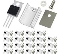 DAOKAI IRFZ44N Transistor MOSFET en línea 55V 49A Rectificador de canal N Transistor MOSFET de potencia + Disipador de calor de aluminio/Kits de montaje para transistor MOSFET (20 piezas)