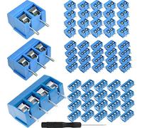 DAOKAI KF301 Bloque de terminales de PCB Paso de 5 mm 2P 3P 4P Conector de tornillo de montaje Azul (20 x 2 pines, 20 x 3 pines, 20 x 4 pines) para placa de pruebas con destornillador Phillips