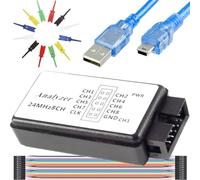 DAOKAI Kit de dispositivo analizador lógico USB Cable USB 24MHz 8CH 24MHz 8 canales UART IIC SPI Depuración con 6 colores Juego de clips de gancho de prueba Cable mini a USB Cable Dupont
