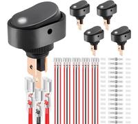 DAOKAI LED interruptor basculante iluminado 12V 30A SPST 3 pin ON Off interruptor de palanca iluminado blanco iluminado en forma ovalada para Automóviles Camiones RV Barcos - 5pcs