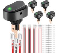 DAOKAI LED Interruptor basculante iluminado 12V 30A SPST 3 Pin ON Off Interruptor de palanca iluminado verde iluminado en forma ovalada para Automóviles Camiones RV Barcos - 5pcs