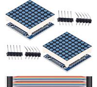 DAOKAI Módulo de matriz de puntos 8x8 de matriz de puntos LED de luz azul única MCU Controlador de placa con cable para microcontrolador Arduino (2pcs)
