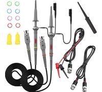 DAOKAI P6100 Kit de sonda de osciloscopio universal (juego de 2) con sondas de clip de osciloscopio de 100 MHz + kit de cables de prueba BNC a mini graber (cable BNC macho a BNC macho)