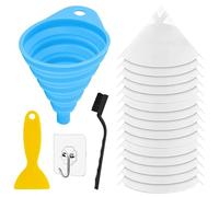 DAOKAI Paquete de 100 filtros de pintura con puntas de filtro de 100 micras Filtros de pintura desechables Accesorios de impresora 3D con embudo de silicona plegable, gancho, raspador, cepillo
