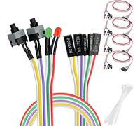 DAOKAI PC Desktop Case Off/On/Reset/HDD Switch, Desktop Computer Case Motherboard Power Button Switch Rojo Verde Indicador LED, ATX Fuente de alimentación Reset HDD Switch Cable 27in (5 unidades)