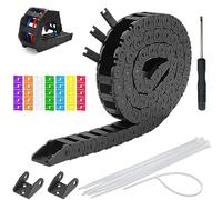 DAOKAI R18 Tamaño interno 10X20 mm Cable de cadena de arrastre de portador flexible Cable 1M / 39.3 in Longitud Plástico seguro Tipo abierto negro, para fresadora CNC e impresora 3D