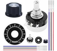 DAOKAI RV24YN20S Potenciómetro rotativo de película de carbono de giro único B103 10K - Paquete de 2 con diales de perilla, medida precisa, para regulación de velocidad del inversor