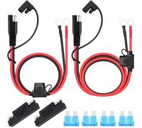 DAOKAI SAE Battery Connector,2FT/5FT SAE to O Ring Terminal Harness 16AWG Quick Connect/Disconnect,with 15A Protection Fuse,for Cars Motorbike Tractors-4PCS