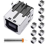 DAOKAI USB 2.0 Tipo-B Conector de puerto hembra - Ángulo de 90 grados, Conector de conector DIP de PCB de ángulo recto de 4 pines, Adaptador de reemplazo de reparación - Paquete de 10