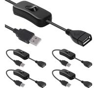 DAOKAI USB On Off Interruptor corto USB macho a hembra 30cm cable de extensión en línea Rocker Cable Botón de salida de alimentación de CC para la grabación de conducción, ventilador USB - 5pcs