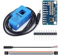 DAOKI SCT013 Transformador de corriente de núcleo dividido Sensor no invasivo CA 100A 50MA núcleo dividido con ADS1115 + cable de audio hembra + cable Dupont macho y hembra de 10 pines