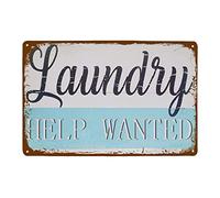 DAOLEG Laundry Help Wanted - Letrero de lata vintage para cuarto de lavado, decoración de pared de campo, letrero artístico para decoración de pared del hogar, 8 x 12 pulgadas