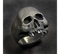 DAOMEI Anillo De Esqueleto Punk Vintage para Hombre, Anillo Gótico Punk con Cabeza De Fantasma, Calavera, Hip-Hop, Locomotora De Esqueleto De Terror para Hombre, Joyería De Motorista De Rock