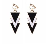 DAOMEI Negro Blanco Multicapa Triángulo Simple Largo Declaración Clip En Pendientes Mujer Joyería