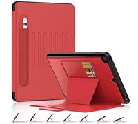 DAORANGE Funda para iPad 10.2 2021/2020/2019 (iPad 9ª/8ª/7ª Generacion), Funda Prueba de Golpes con [Soporte multiángulo] Portalápiz y Ranura para Tarjetas Función de Auto-Sueño/Estela (Rojo)