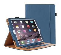 DAORANGE Funda para iPad 6 Generación 2018/iPad 5 Generación 2017 9.7", Funda para iPad Air 2 9.7 2014, Funda de Cuero PU, Bolsillo para Documentos, Auto-Sueño/Estela (Azul Oscuro)
