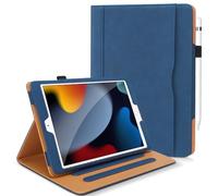 DAORANGE Funda para iPad 9.ª/ 8.ª/ 7.ª Generación 10.2 2021/2020/ 2019, PU Cuero Folio Protectora Carcasa con Bolsillo para Documentos, Múltiple Ángulo de Visión, Auto-Sueño/Estela (Azul Marino)