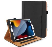 DAORANGE Funda para iPad 9.ª/ 8.ª/ 7.ª Generación 10.2 2021/2020/ 2019, PU Cuero Folio Protectora Cover Carcasa con Bolsillo para Documentos, Múltiple Ángulo de Visión, Auto-Sueño/Estela (Negro)