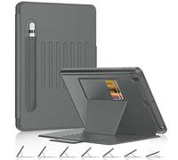 DAORANGE Funda para iPad 9ª / 8ª / 7ª Generación 10.2", Funda de Cuero PU de Protección Completa con Soporte Multiángulo [Magnético Fuerte], Portalápiz y Función de Auto-Sueño/Estela (Gris)