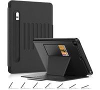 DAORANGE Funda para iPad 9a / 8a / 7a Generación 10.2 2021/2020/2019, Funda de Cuero PU con Portalápiz, 7 Ángulos Ajustables Magnéticos y Auto Estela/Sueño (Negro)