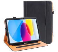 DAORANGE Funda para iPad (A16) 11.ª/10.ª Generación (2025/2022), PU Cuero Folio Protectora Cover Carcasa con Bolsillo para Documentos, Múltiple Ángulo de Visión, Auto-Sueño/Estela (Negro)