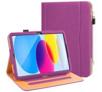 DAORANGE Funda para iPad (A16) 11.ª/10.ª Generación (2025/2022), PU Cuero Folio Protectora Cover Carcasa con Bolsillo para Documentos, Múltiple Ángulo de Visión, Auto-Sueño/Estela (Morado)