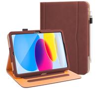 DAORANGE Funda para iPad (A16) 11.ª/10.ª Generación (2025/2022), PU Cuero Folio Protectora Cover Carcasa con Bolsillo para Documentos, Múltiple Ángulo de Visión, Auto-Sueño/Estela (Marrón)