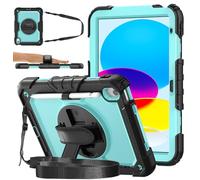 DAORANGE Funda para iPad (A16) 11.ª Generación 11 2025/iPad 10.ª Generación 10,9 2022, Funda Antigolpes con Protector de Pantalla, Soporte Giratorio 360°, Correa de Mano y Bandolera (Azul Claro)