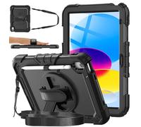 DAORANGE Funda para iPad (A16) 11.ª Generación 11 2025/iPad 10.ª Generación 10,9 2022, Funda Antigolpes con Protector de Pantalla, Soporte Giratorio 360°, Correa de Mano y Bandolera (Negro)