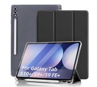 DAORANGE Funda para Samsung Galaxy Tab S10+ Plus 2024 / S9 FE+ Plus / S9+ Plus 2023 12,4 Pulgadas, Carcasa Ultrafina con Portalápiz y Auto-Sueño/Estela, Función de Soporte (Negro)