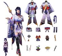 Daotutu Genshin Impact Disfraces de Cosplay Role Raiden Shogun Cosplay Uniforme Vestidos con Peluca Completo Set Halloween Carnaval Fiesta Traje de Vestir (M)