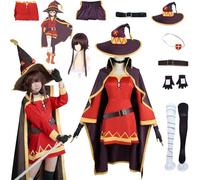Daotutu KonoSuba God's Blessing on This Wonderful World Disfraces Cosplay Role Disfraz Megumin Satou Cosplay Uniforme Vestidos con Peluca Completo Set Halloween Carnaval Fiesta Traje Vestir (M)