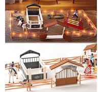 DAOUZL Caballos de Juguete para Niños, 49 Piezas Horse Club con Caballos, Valla, Jinetes, Granja Juguete, Establo Caballos Juguete Regalos de Cumpleaños Navidad