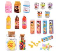DAOUZL Comida y Bebida en Miniatura, Mini Comida Juguete para Barbie, 21 Piezas Accesorios Casa de Muñecas en Miniatura, Mini Modelos de Alimentos y Bebidas Cocina en Miniatura Set Juegos de rol