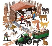 DAOUZL Figuras de Animales de Granja, 73 PCS Animales de Juguete con Diferentes Tamaños Figuras y Valla Desmontable , Realistas Juguetes de Animales Conjunto, Educativo Regalo Niños Niñas 3+ Años (A)