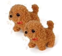 DAOUZL Perro Robot Interactivo, 2X Perrito Electrónico Realista Que Camina y Ladra - Juguete de Peluche con Movimiento y Sonido - Regalo para Niños y Niñas de 2 3 4 5 6 7 Años